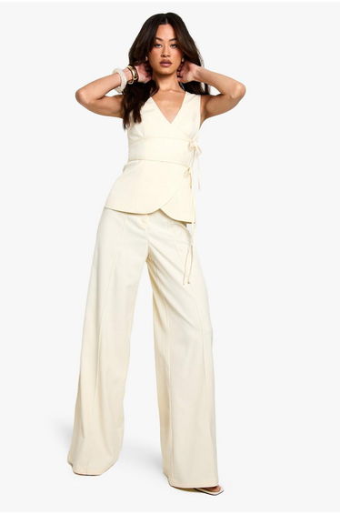 Tall Linen Look Tailored Trouser - ivory