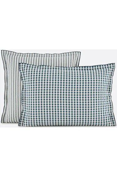 غطاء وسادة قطن بقماش شاشي - أزرق