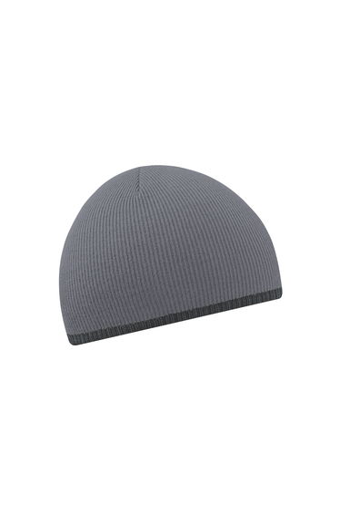Beechfield Unisex Two-Tone Knitted Winter Beanie Hat - Graphite Grey/Black