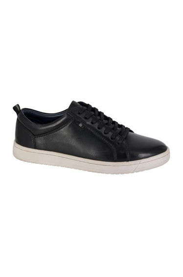 Roamers Mens Leather Trainers - Black