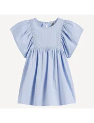 Crew Neck Dress with Butterfly Sleeves and Ric Rac Detailing