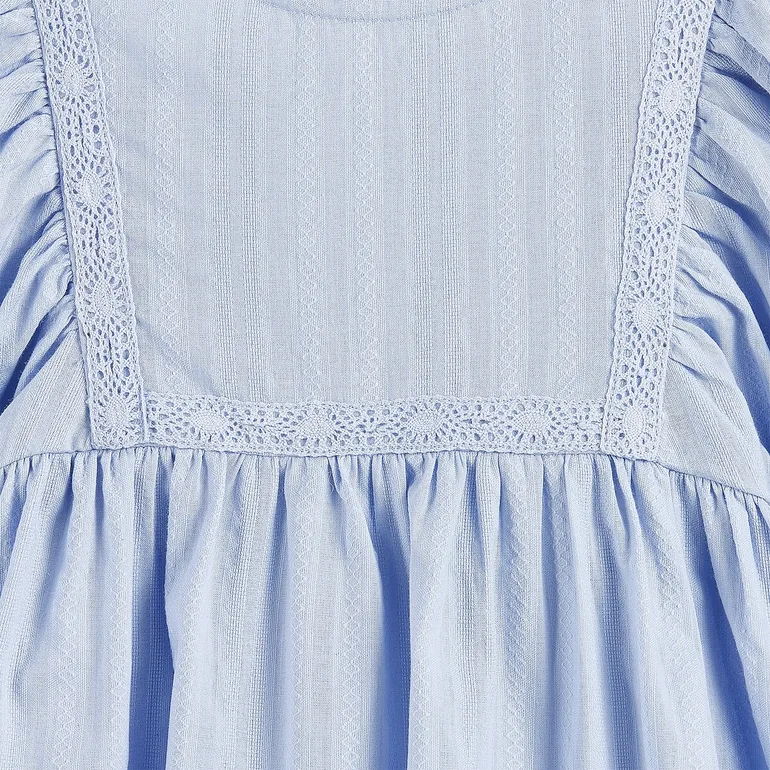 Crew Neck Dress with Butterfly Sleeves and Ric Rac Detailing - 1