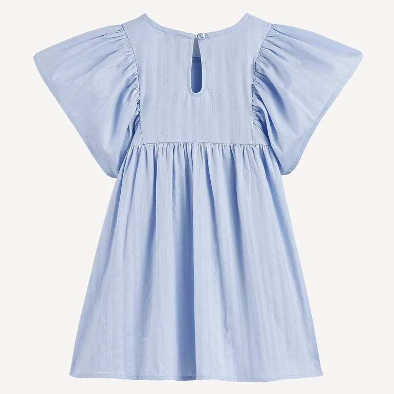 Crew Neck Dress with Butterfly Sleeves and Ric Rac Detailing - 2