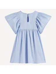 Crew Neck Dress with Butterfly Sleeves and Ric Rac Detailing - 2