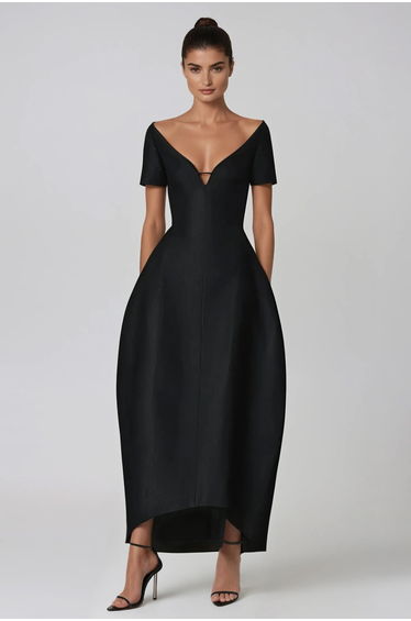 Hachiro Mermaid Plunge Midi Dress