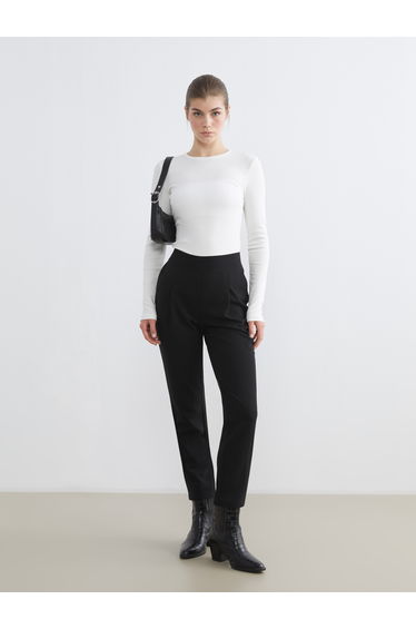 Women's Pleated Trousers with Elastic Waistband