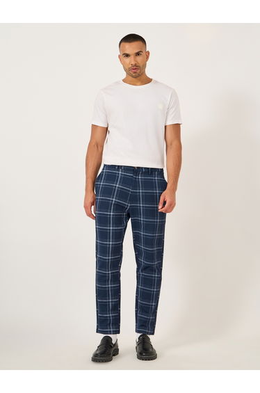 Plaid Flat Front Relaxed Fit Pants