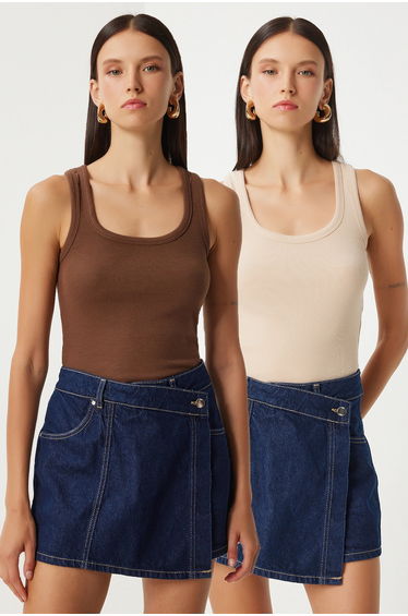 ISTANBUL Fitted U Collar Cotton 2-Pack Tank Top