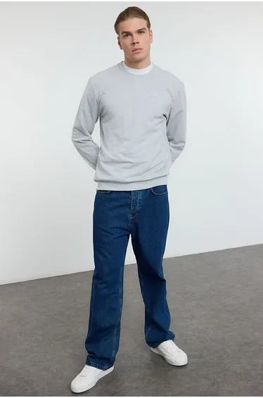 Gray Melange Regular/Normal Cut Basic Sweatshirt