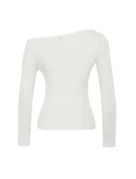 Ecru Premium Soft Fabric Fitted Boat Neck Knitted Blouse - 6