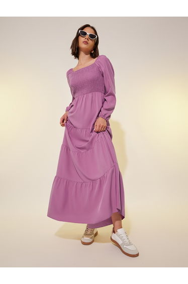 Smocked Square Neck Tiered Maxi Dress