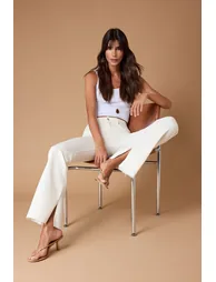 White High Waist Flare Jeans - 3