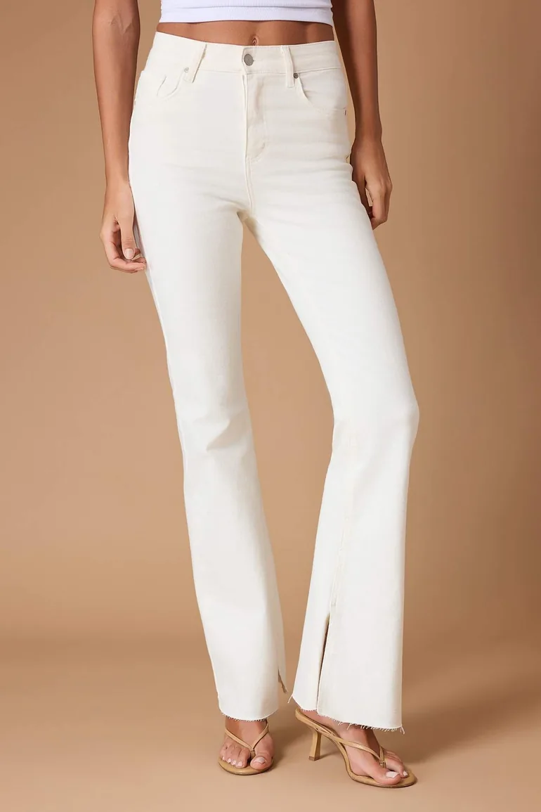 White High Waist Flare Jeans - 1