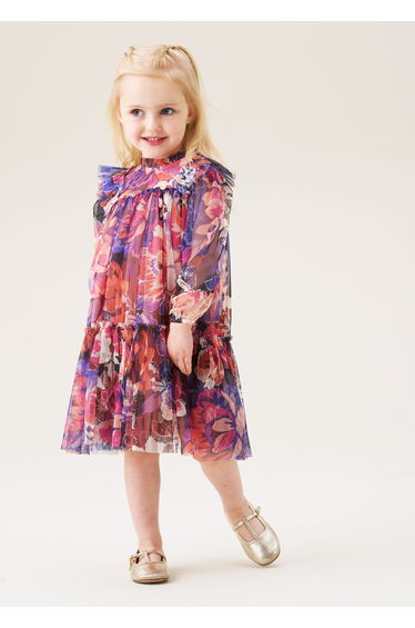 Mini Eleanor Floral Print Mesh Dress
