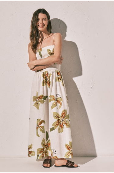 Long strap ruched neckline dress