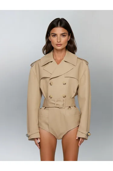 Pacari Folded Collar Trench Coat