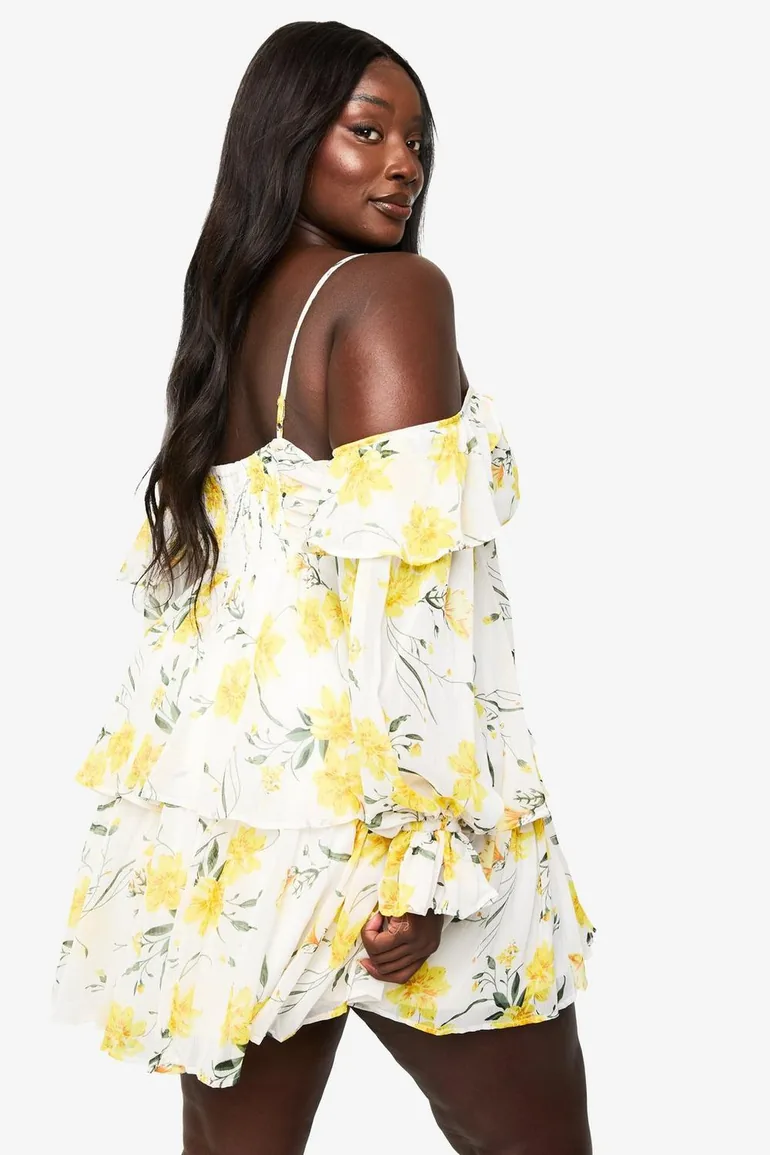 skater dress with cold shoulder Chocolate Plus Cold Shoulder Bodice Skater Dress