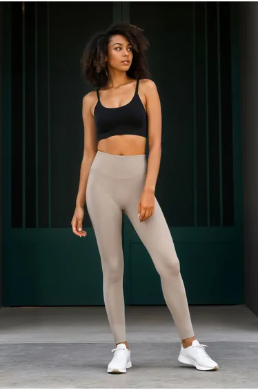 Ds Pera Beige Leggings High Waist, Gathering and Flexible