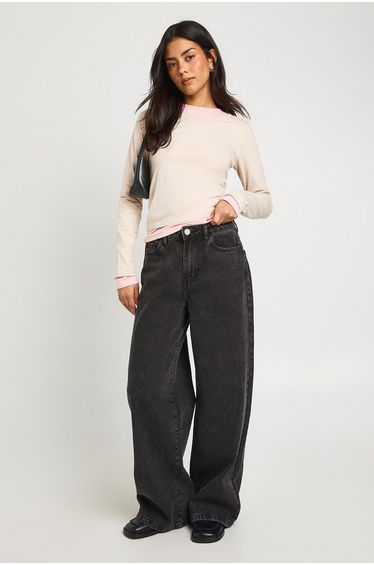 Double Layer Long Sleeve Top - baby pink