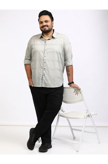 Plus Size Striped Collared Shirt