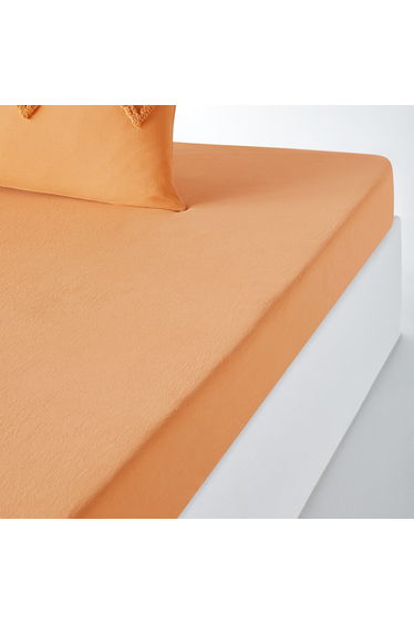 Assa Ochre Cotton Fitted Sheet for Thick Mattresses