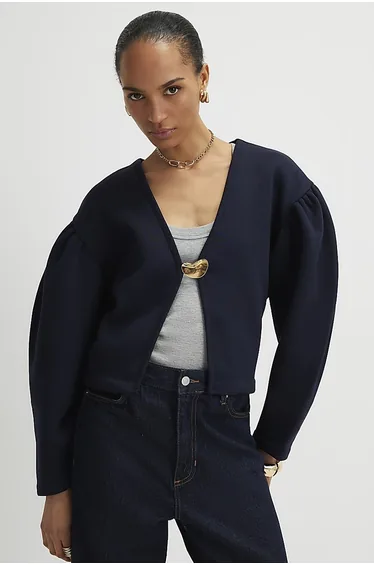 كارديغان كحلي محبوك بأكمام طويلة