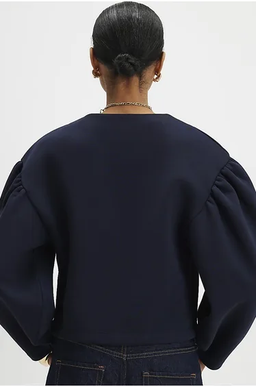 كارديغان كحلي محبوك بأكمام طويلة