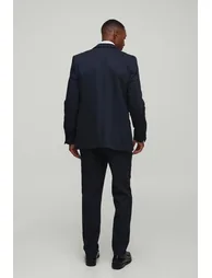 Slim Fit Single Breasted Twill Blazer - navy - 1