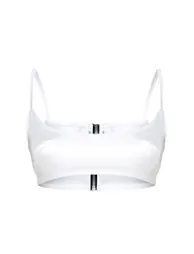 White Satin Scoop Neck Crop Top - 2