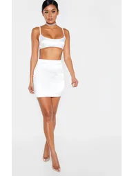 White Satin Scoop Neck Crop Top