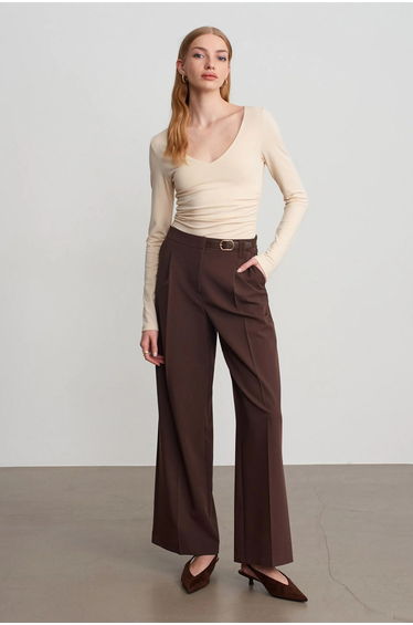 Dilvin Wide-leg Belted Crepe Trousers