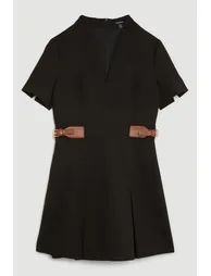 Pleated A-Line Mini Skater Dress - 3
