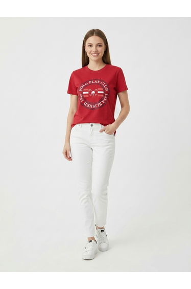 Red Graphic Logo Crew Neck T-Shirt