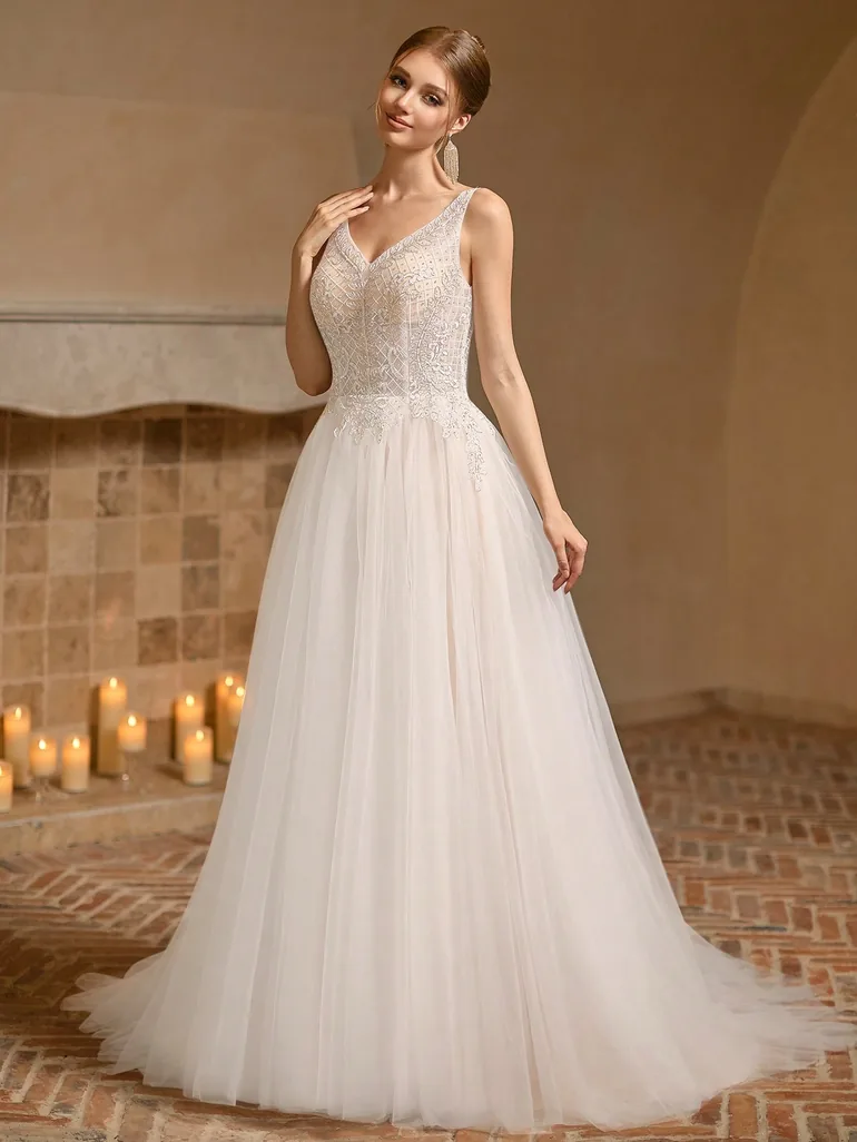 Modecrush Maxi wedding Dress Bridesmaid V-neck Elegant Backless Dress - 5