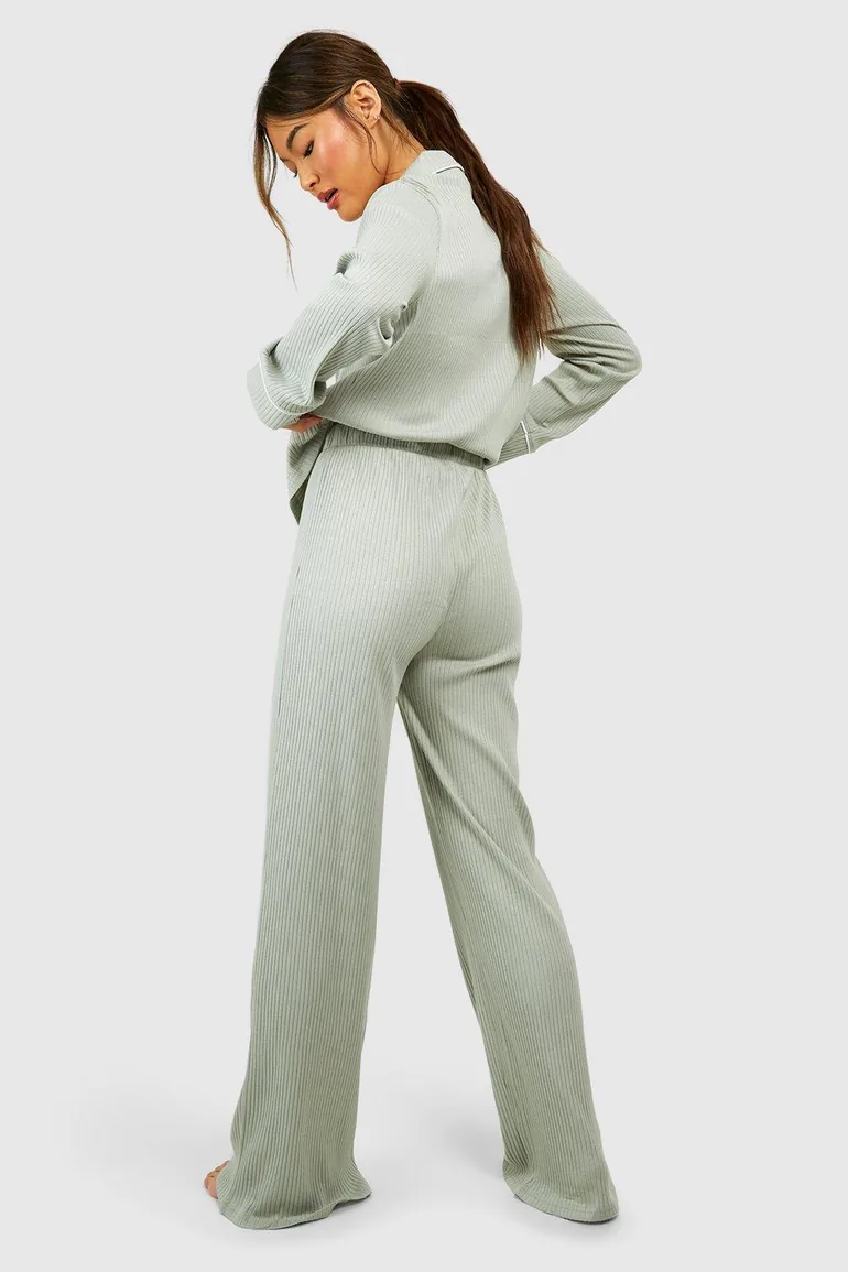 Rib Tie Waist Lounge Trouser - 1