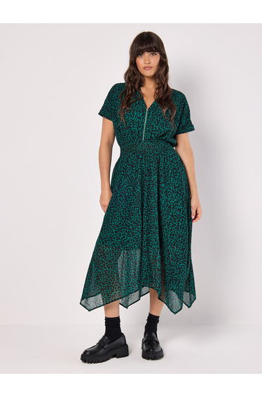 Abstract Squares Chiffon Midi Dress