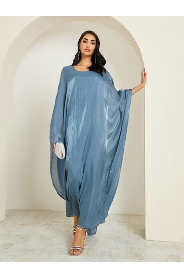 Women Teal Shimmer Maxi Kaftan
