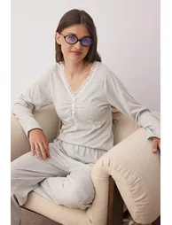 بيجامة ترينديول قطن رمادي - 1
