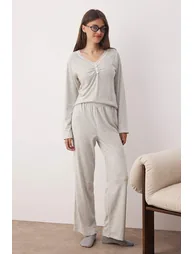 بيجامة ترينديول قطن رمادي