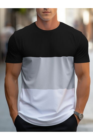 Men Color Block Round Neck T-Shirt
