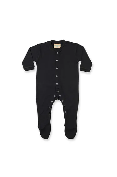 Larkwood Baby Unisex Plain Long Sleeved Sleepsuit - Black