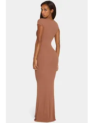 ButterCloud™ Cap Sleeve Maxi Dress in Cocoa - 1