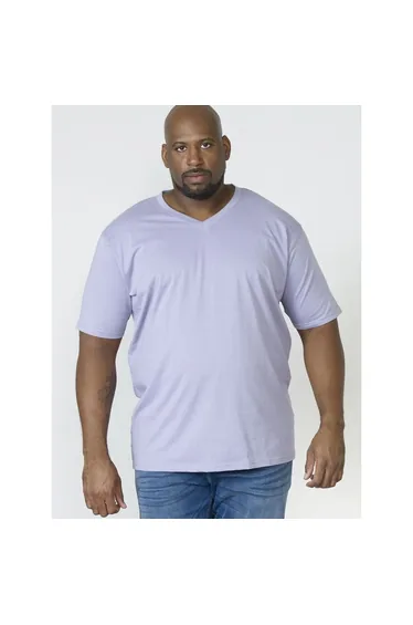 Duke Mens Signature 2 King Size Cotton V Neck T-Shirt - Pale Grape