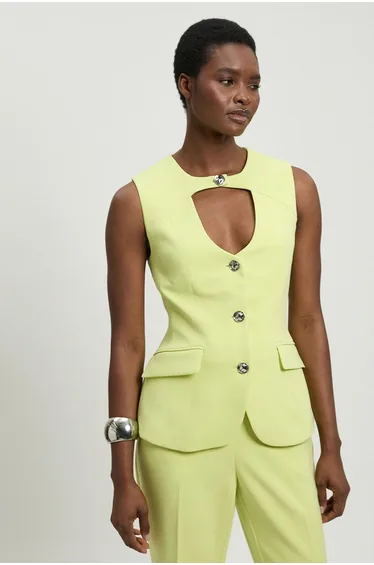 Compact Stretch High Neck Sleeveless Top