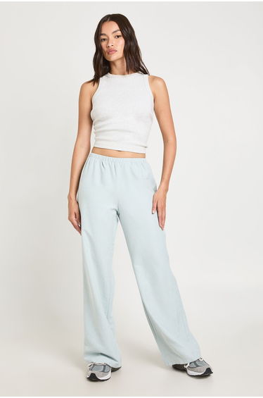 Drawstring Waist Wide Leg Trouser - blue