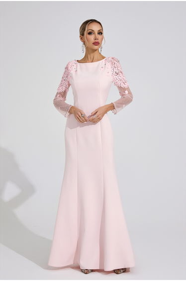Gwenllian Pink Sequined Maxi Dress
