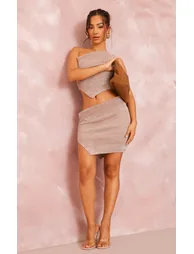 Petite Beige Bodycon Mini Skirt