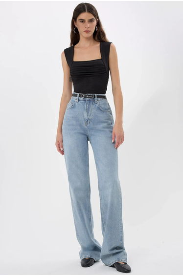 Ruched Square-Neck Blouse