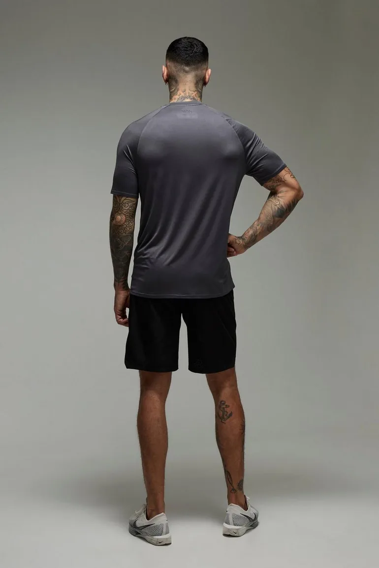 Tall Man Active Lightweight Essentials Gym Regular Fit Raglan T-shirt - charcoal - 1