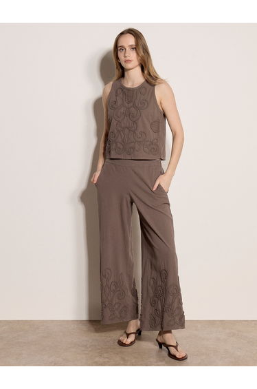 Embroidered Cotton Shell Top